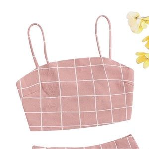 NWOT Pink Grid Crop Top